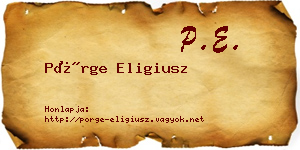 Pörge Eligiusz névjegykártya